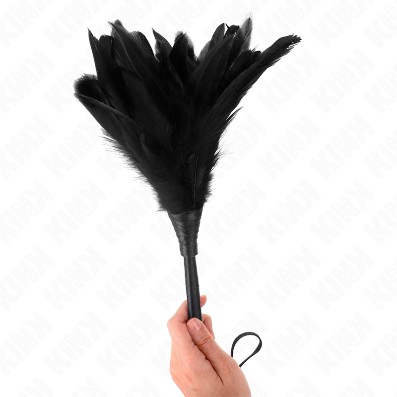 KINK - PLUMES DE POULET TICKLE EN FORME DE CORNE NOIRE 36 CM - 7eme ciel