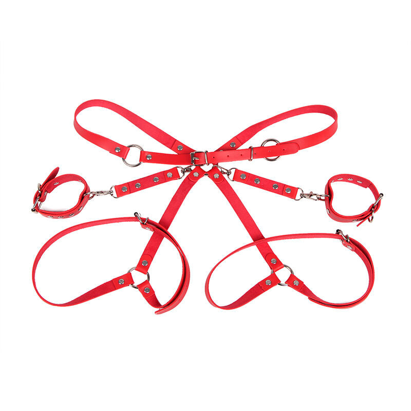 SUBBLIME - 953706 MENOTTES AVEC CEINTURE DE BONDAGE ROUGE TAILLE UNIQUE - 7eme ciel