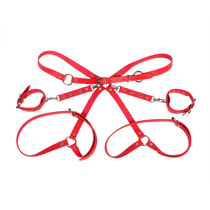 SUBBLIME - 953706 MENOTTES AVEC CEINTURE DE BONDAGE ROUGE TAILLE UNIQUE - 7eme ciel