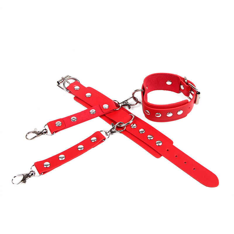 SUBBLIME - 953706 MENOTTES AVEC CEINTURE DE BONDAGE ROUGE TAILLE UNIQUE - 7eme ciel