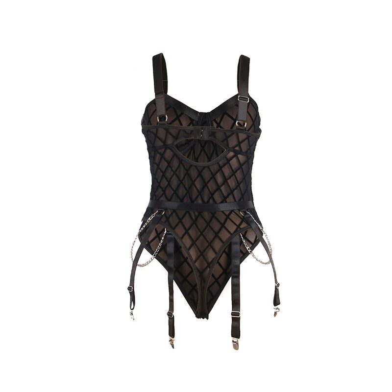 SUBBLIME - 9542277 BODY AVEC CHAÎNES + PORTE-JARRETELLES NOIR L/XL - 7eme ciel