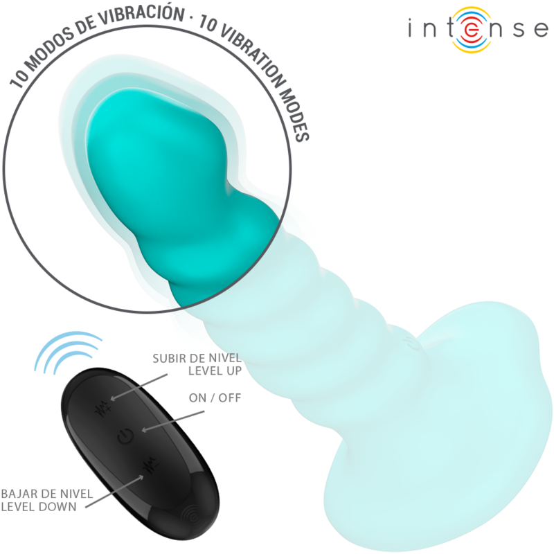 INTENSE - BUFFY VIBRATEUR TAILLE S DESIGN SPIRALE 10 VIBRATIONS TÉLÉCOMMANDE BLEUE - 7eme ciel