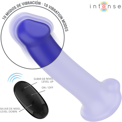 INTENSE - VICTORIA VIBRATEUR AVEC VENTOUSE 10 VIBRATIONS BLEU FONCÉ TÉLÉCOMMANDE - 7eme ciel