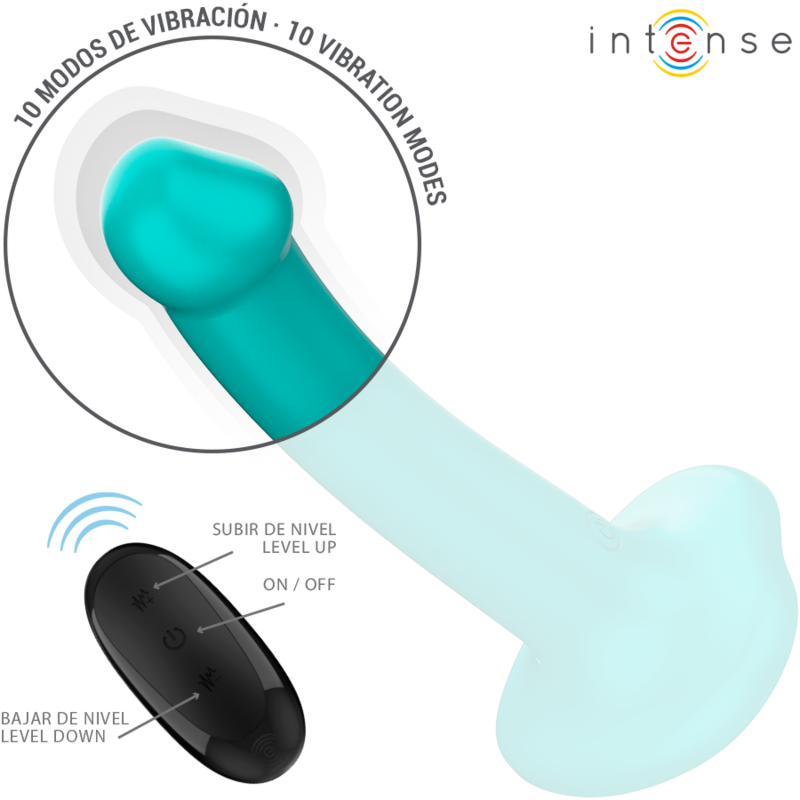 INTENSE - KATIE VIBRATEUR AVEC VENTOUSE 10 VIBRATIONS TÉLÉCOMMANDE BLEUE - 7eme ciel