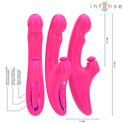 INTENSE - EMI VIBRATEUR 13,5 CM MULTIFONCTION 3 EN 1 10 VIBRATIONS ROSE - 7eme ciel