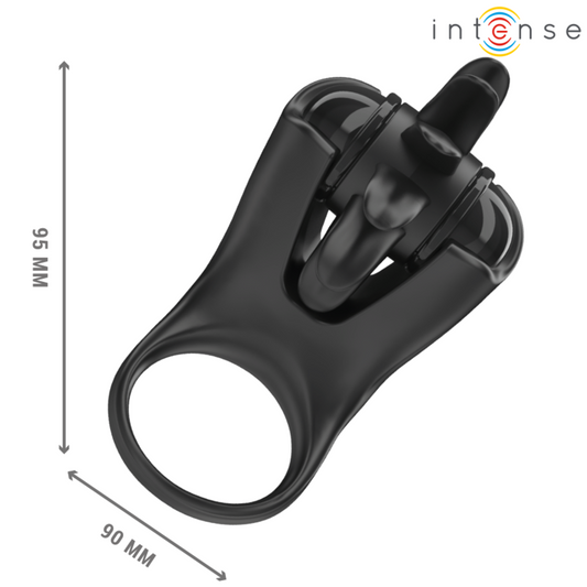INTENSE - MABEL ANNEAU VIBRANT 10 VIBRATIONS AVEC STIMULATEUR DE CLITORIS NOIR - 7eme ciel