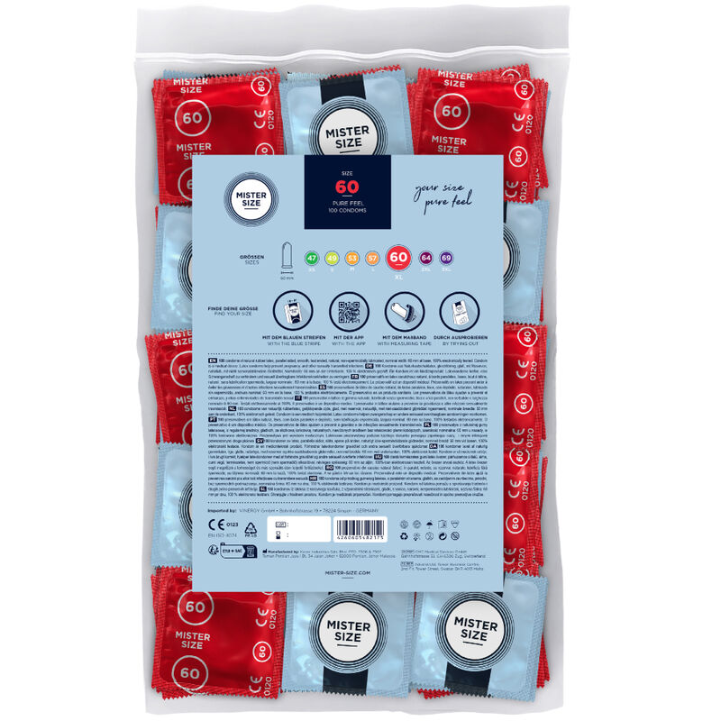 MISTER SIZE - PRÉSERVATIF TAILLE XL 60 MM (100 UNITÉS) - 7eme ciel