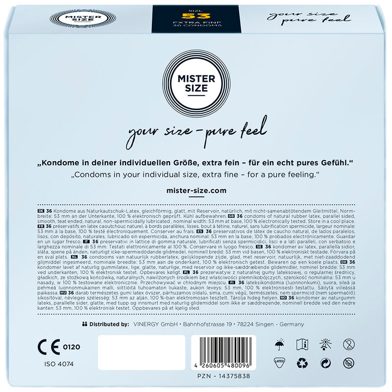 MISTER SIZE - PRÉSERVATIF TAILLE M 53 MM (36 UNITÉS) - 7eme ciel