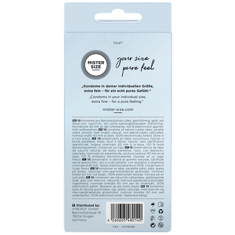 MISTER SIZE - PRÉSERVATIF TAILLE XL 60 MM (10 UNITÉS) - 7eme ciel