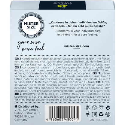 MISTER SIZE - PRÉSERVATIF TAILLE S 49 MM (3 UNITÉS) - 7eme ciel