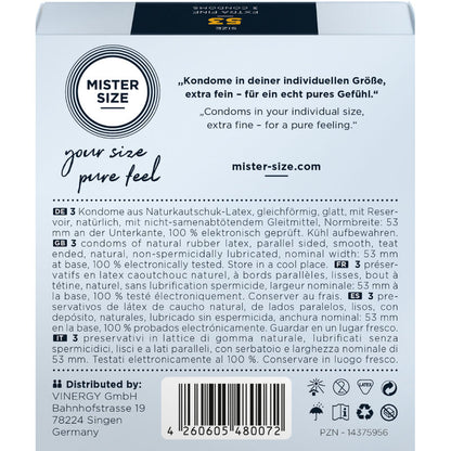 MISTER SIZE - PRÉSERVATIF TAILLE M 53 MM (3 UNITÉS) - 7eme ciel