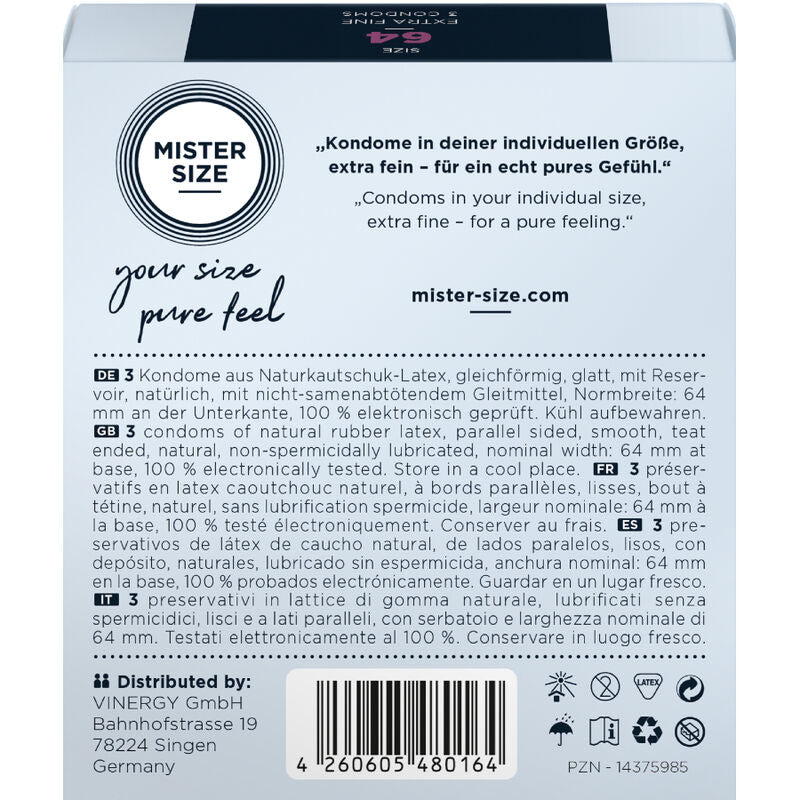 MISTER SIZE - PRÉSERVATIFS TAILLE XXL 64 MM (3 UNITÉS) - 7eme ciel
