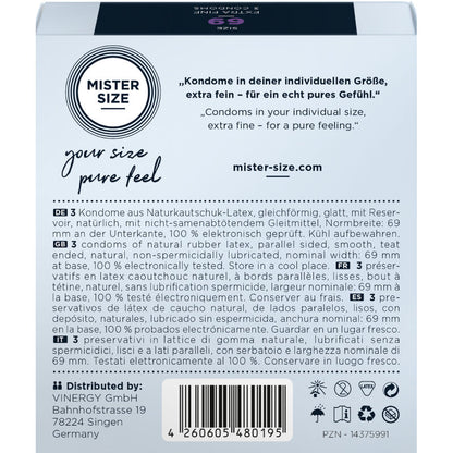 MISTER SIZE - PRÉSERVATIFS TAILLE XXXL 69 MM (3 UNITÉS) - 7eme ciel