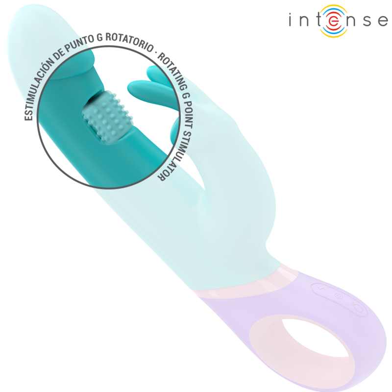INTENSE - MONICA VIBRATEUR RABBIT AVEC STIMULATEUR DE POINT G ROTATIF BLEU - 7eme ciel
