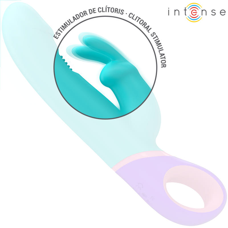 INTENSE - MONICA VIBRATEUR RABBIT AVEC STIMULATEUR DE POINT G ROTATIF BLEU - 7eme ciel