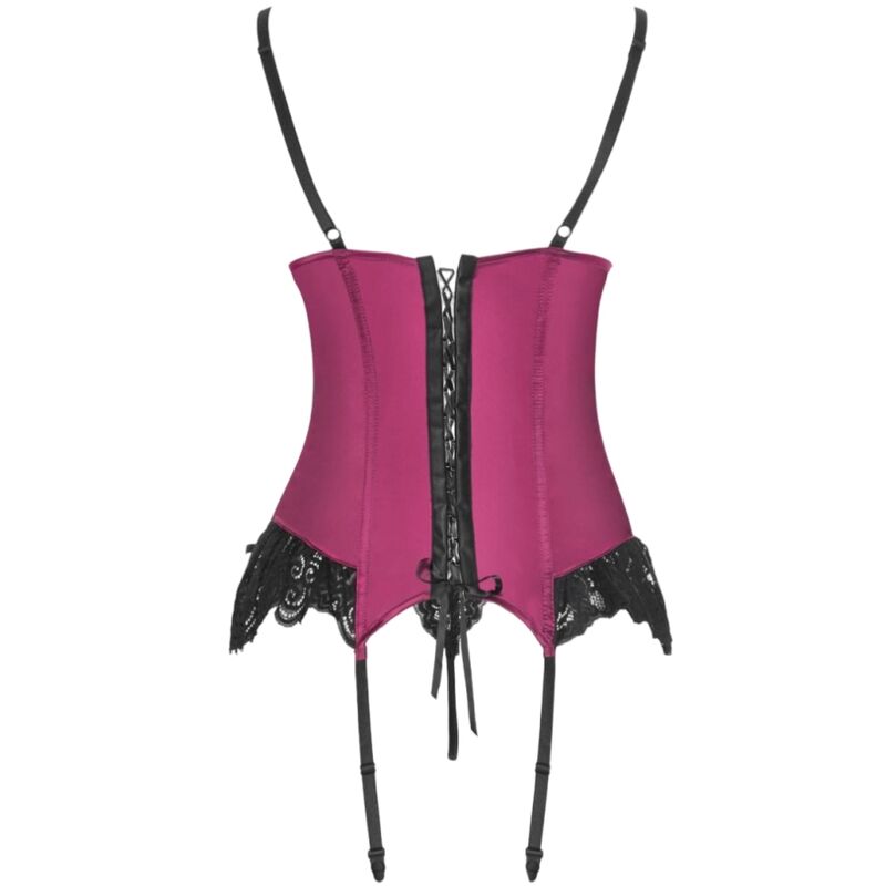 LIVCO CORSETTI FASHION - AGRAFENA CF 90436 CORSET + STRING BORDEAUX L/XL - 7eme ciel