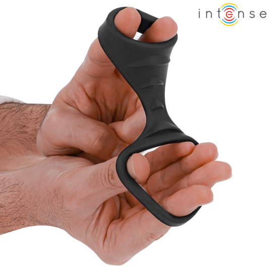 INTENSE - THEO ANNEAU PÉNIS DOUBLE SILICONE NOIR MODÈLE 3 - 7eme ciel