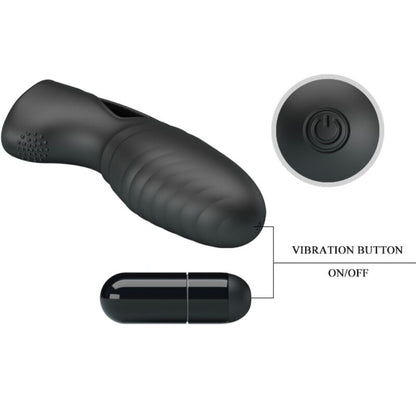 PRETTY LOVE - ALAN VIBRATEUR DE DOIGTS EN SILICONE NOIR
