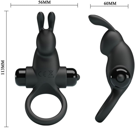 PRETTY LOVE - ANNEAU VIBRANT + STIMULATEUR DE CLITORIS RABBIT 10 VIBRATIONS NOIR - 7eme ciel