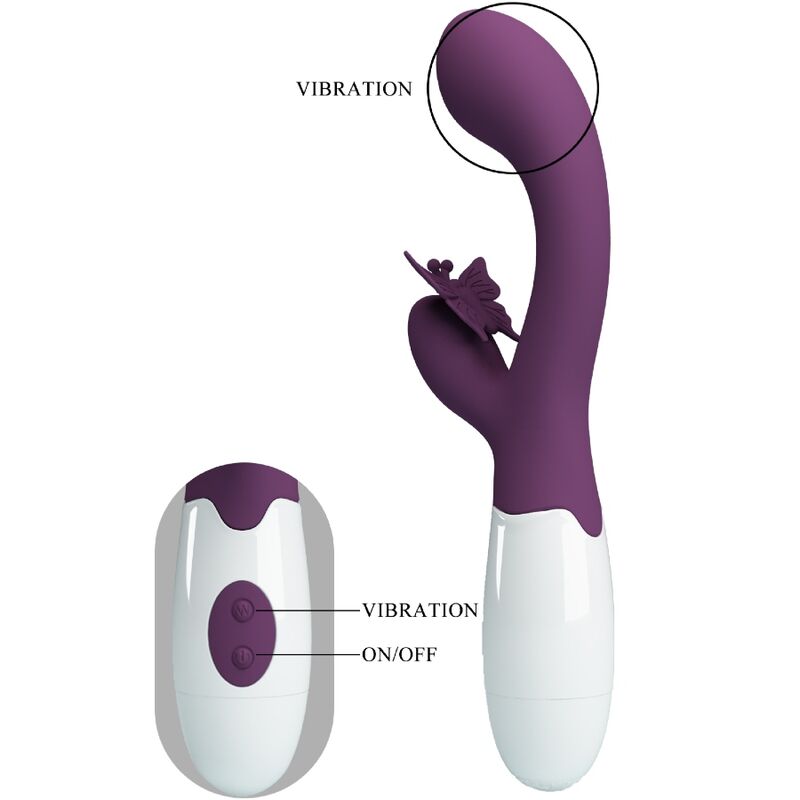 PRETTY LOVE - BUTTERFLY KISS VIBRATEUR RABBIT ET STIMULATEUR DE POINT G VIOLET - 7eme ciel