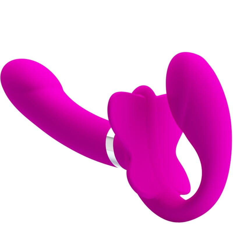 PRETTY LOVE - VIBRATEUR DOUBLE STRAP-ON VALERIE 12 VIBRATIONS VIOLET - 7eme ciel