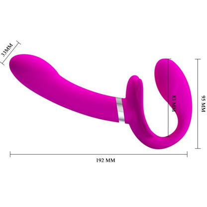 PRETTY LOVE - VIBRATEUR DOUBLE STRAP-ON VALERIE 12 VIBRATIONS VIOLET - 7eme ciel