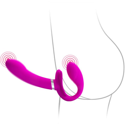 PRETTY LOVE - VIBRATEUR DOUBLE STRAP-ON VALERIE 12 VIBRATIONS VIOLET - 7eme ciel