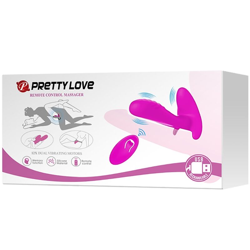 PRETTY LOVE - MASSEUR & VIBRATEUR 12 VIBRATIONS TÉLÉCOMMANDE VIOLET - 7eme ciel