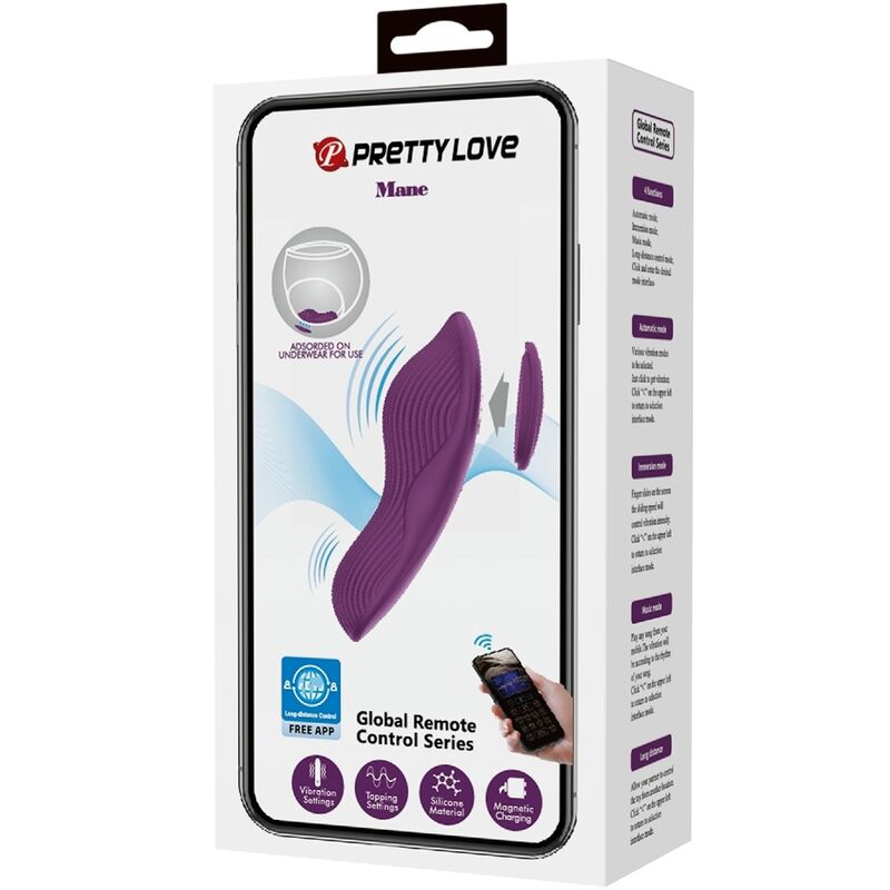 PRETTY LOVE - MANE LAY ON MASSEUR DE CLITORIS 10 VIBRATIONS TÉLÉCOMMANDE VIOLET - 7eme ciel