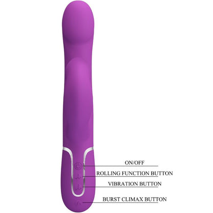 PRETTY LOVE - VIBRATEUR ET STIMULATEUR MULTIFONCTION 4 EN 1 VIOLET - 7eme ciel