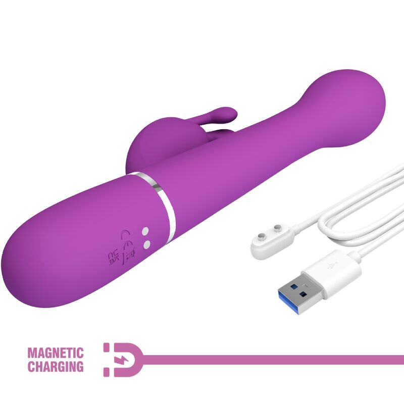 PRETTY LOVE - VIBRATEUR LAPIN MULTIFONCTION 3 EN 1 DEJON VIOLET - 7eme ciel