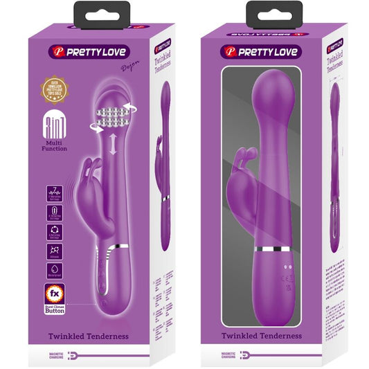 PRETTY LOVE - VIBRATEUR LAPIN MULTIFONCTION 3 EN 1 DEJON VIOLET - 7eme ciel
