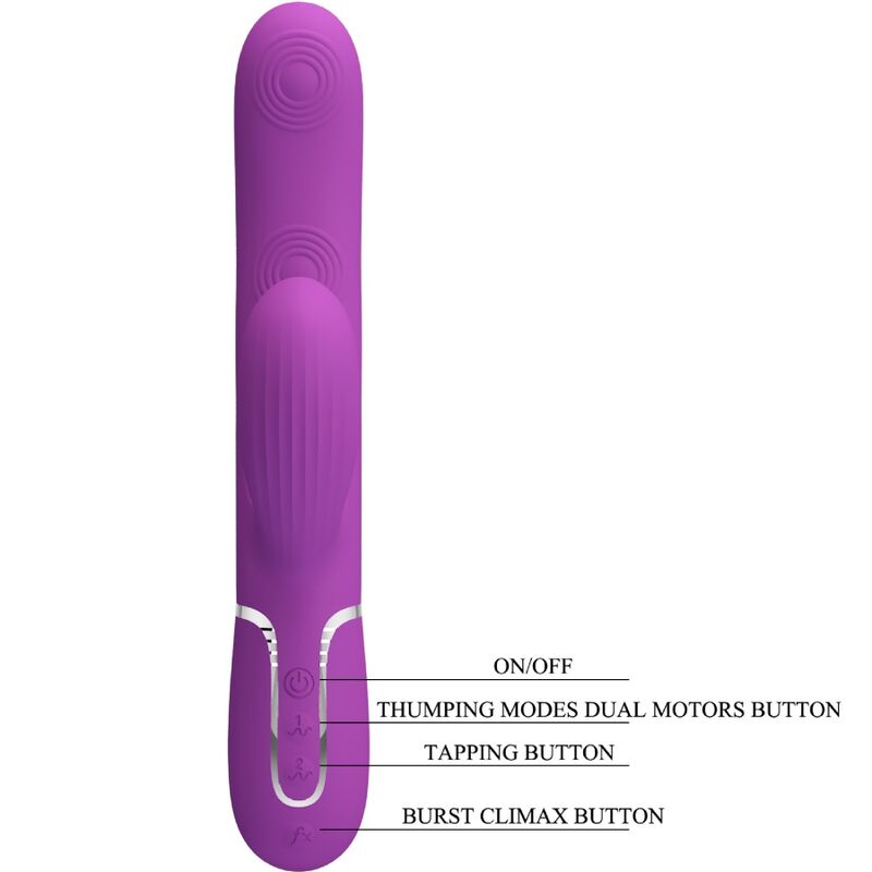 PRETTY LOVE - VIBRATEUR LAPIN MULTIFONCTION 3 EN 1 PERLITA VIOLET - 7eme ciel