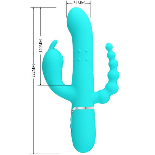 PRETTY LOVE - CAMMY 4 EN 1 VIBRATEUR MULTIFONCTION TRIPPLE RABBIT BLEU - 7eme ciel