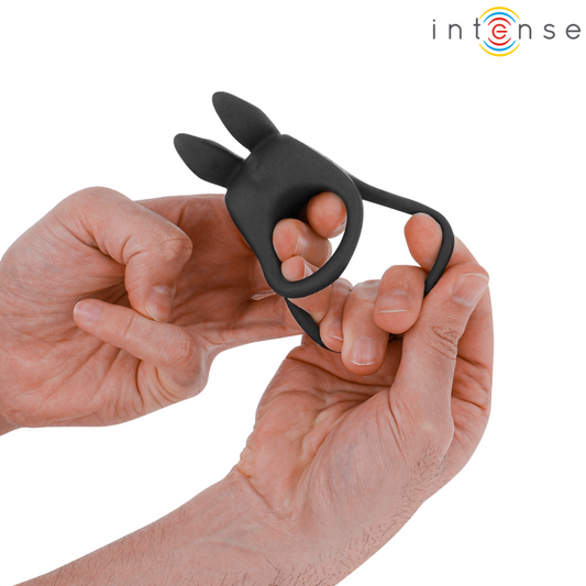 INTENSE - SAM VIBRATEUR DOUBLE ANNEAU PÉNIS 10 VIBRATIONS NOIR - 7eme ciel