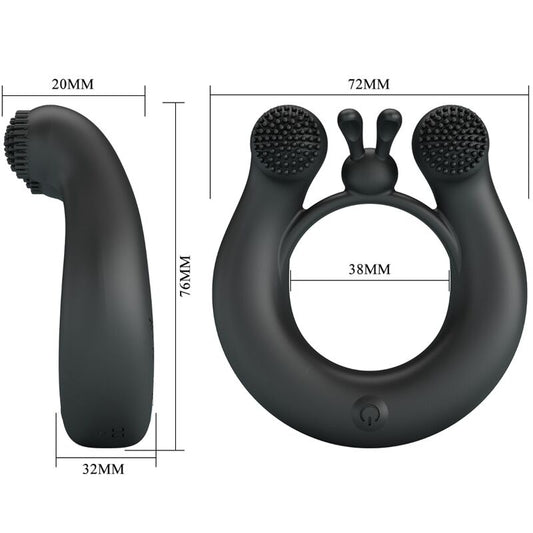 PRETTY LOVE - ANNEAU VIBRANT DAHLIA + STIMULATEUR DE CLITORIS 12 VIBRATIONS NOIR - 7eme ciel