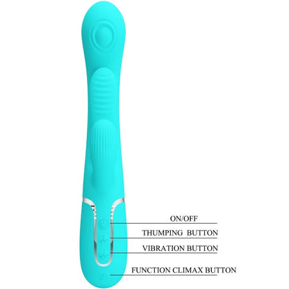 PRETTY LOVE - SHANIA TRIPLE RABBIT VIBRATEUR MULTIFONCTION 3 EN 1 BLEU