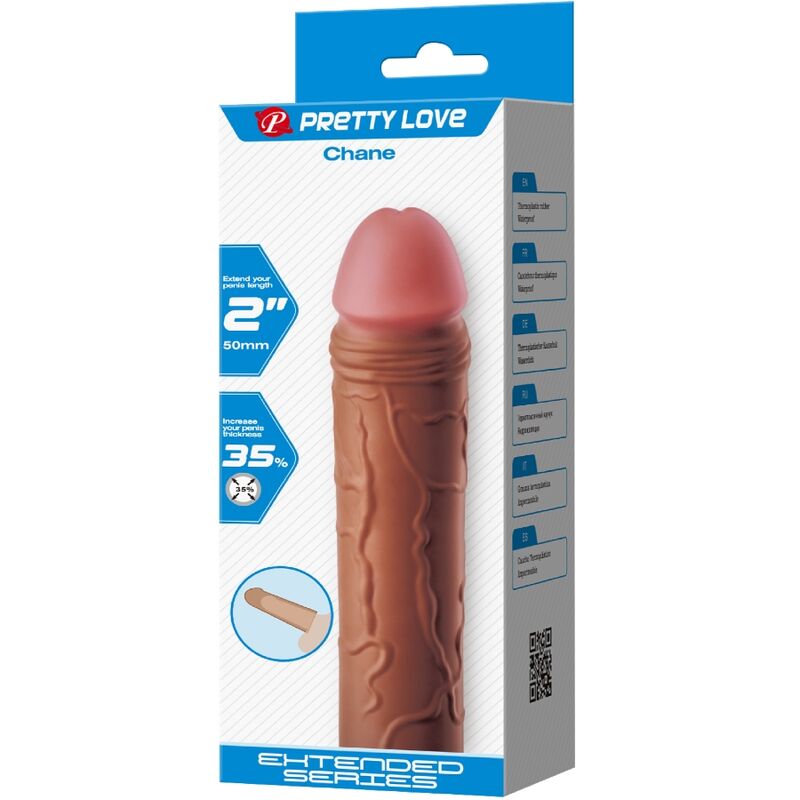 PRETTY LOVE - MANCHON DE PÉNIS CHANE AVEC EXTENSION DE 5 CM MULÂTRE - 7eme ciel