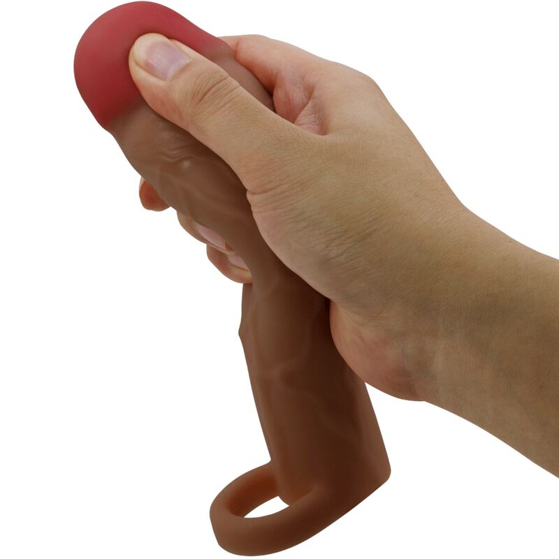 PRETTY LOVE - MANCHON DE PÉNIS HANI AVEC EXTENSION DE 5 CM MULÂTRE - 7eme ciel