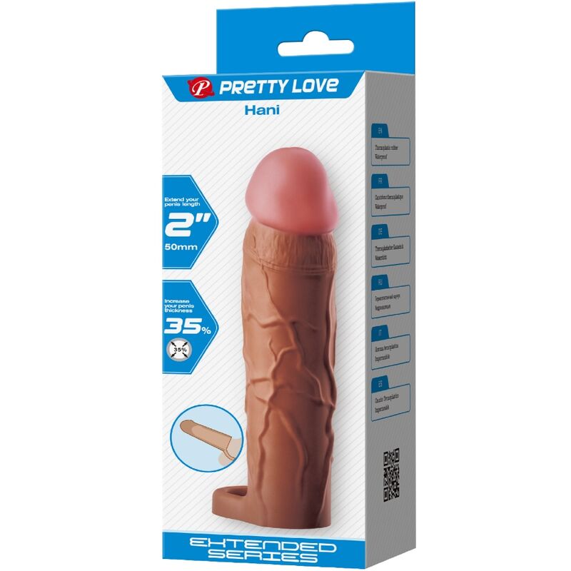 PRETTY LOVE - MANCHON DE PÉNIS HANI AVEC EXTENSION DE 5 CM MULÂTRE - 7eme ciel