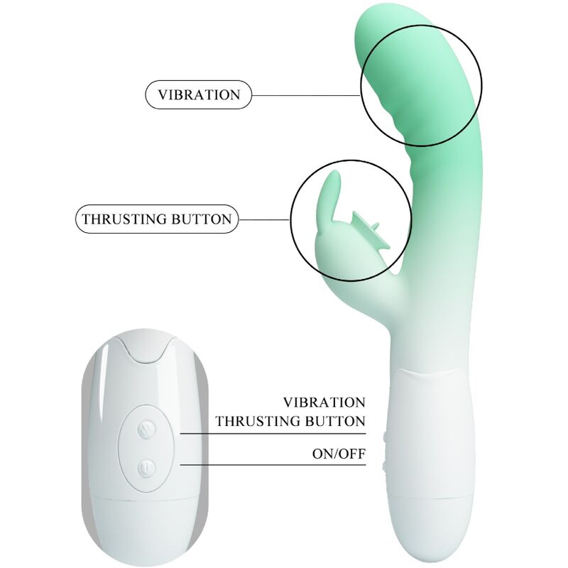 PRETTY LOVE - VIBRATEUR LAPIN CERBERUS 30 VIBRATIONS VERT - 7eme ciel