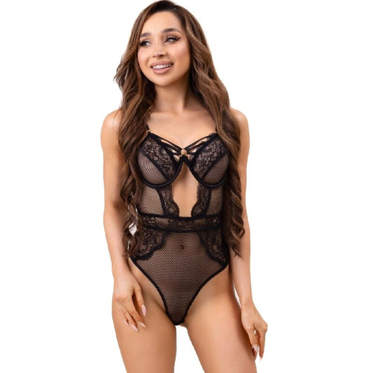 LIVCO CORSETTI FASHION - BODY PAULA LC 20209 AVEC DÉCORATIONS EN DENTELLE NOIR S/M