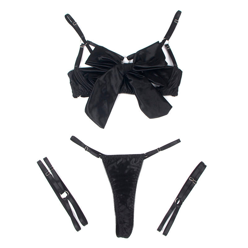SUBBLIME - 955205 ENSEMBLE SOUTIEN-GORGE AVEC NŒUD NOIR RÉGLABLE L/XL - 7eme ciel