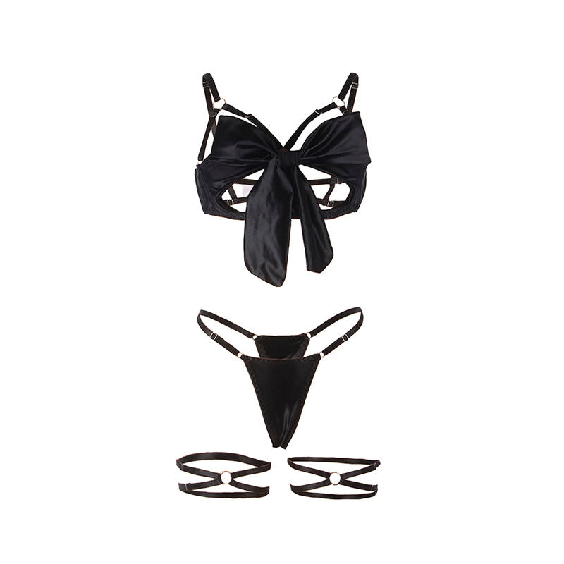 SUBBLIME - 955205 ENSEMBLE SOUTIEN-GORGE AVEC NŒUD NOIR RÉGLABLE L/XL - 7eme ciel