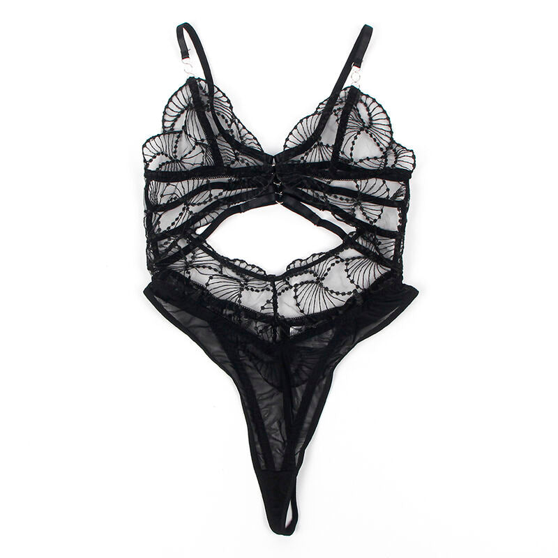 SUBBLIME - 955229 BODY TRANSPARENT AVEC DENTELLE CREUSE NOIR L/XL - 7eme ciel