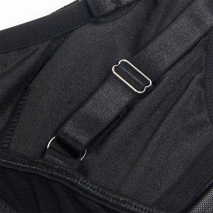 SUBBLIME - 955236 ENSEMBLE SOUTIEN-GORGE BONDAGE NOIR AVEC JARRETELLE S/M