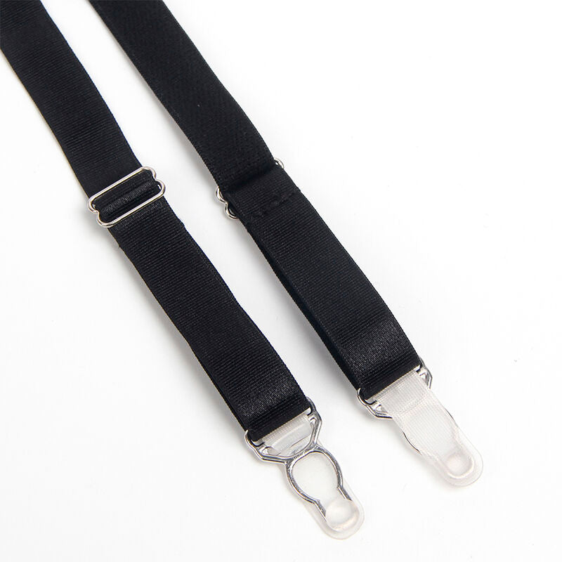 SUBBLIME - 955243 ENSEMBLE SOUTIEN-GORGE BONDAGE NOIR AVEC JARRETELLE L/XL - 7eme ciel