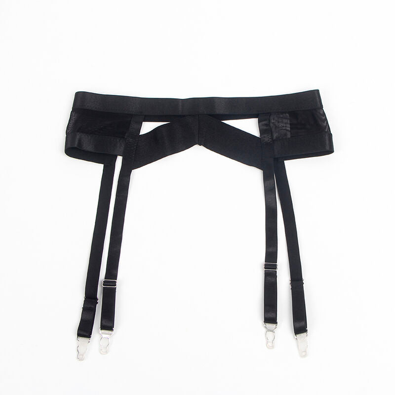 SUBBLIME - 955243 ENSEMBLE SOUTIEN-GORGE BONDAGE NOIR AVEC JARRETELLE L/XL - 7eme ciel