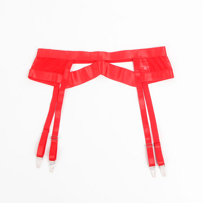 SUBBLIME - 955267 ENSEMBLE SOUTIEN-GORGE BONDAGE ROUGE AVEC JARRETELLE L/XL