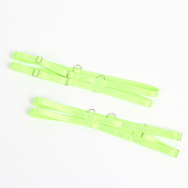 SUBBLIME - 955328 ENSEMBLE SOUTIEN-GORGE AVEC LIGNES DENTELLE ET JARRETELLE VERT ET BLEU L/XL - 7eme ciel